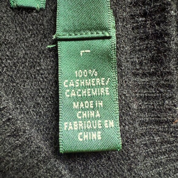 100% Cashmere Lauren Ralph Lauren Size L Black Knit Pullover Crew Neck Sweater - Picture 8 of 16